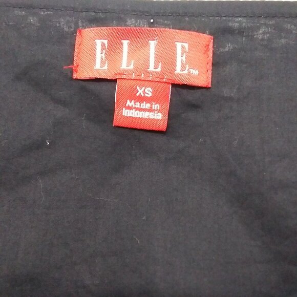 Elle Top Black Tan 100% Cotton Flutter Sleeve Color blocked Blouse Womens X Sm - Picture 4 of 7